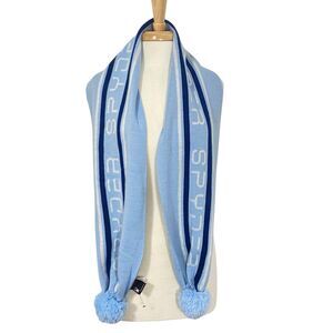 SPYDER Blue POMPOM Winter Scarf 68x10 Acrylic